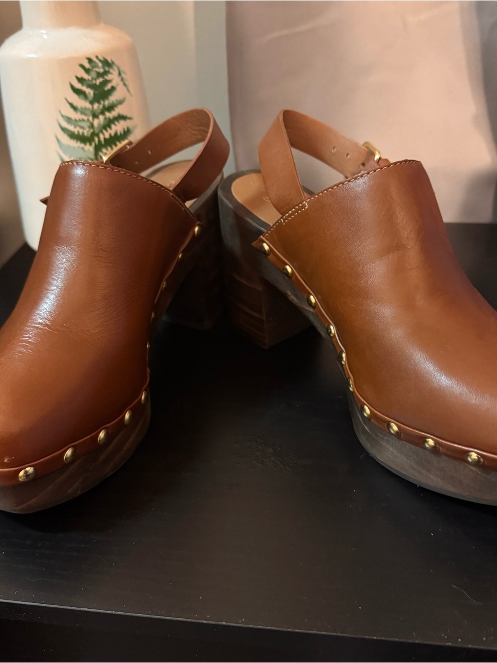 Anthro Matisse Liberty Womens Clog Heels Chunky Mule Platform Brown Leather 7 - Picture 2 of 10